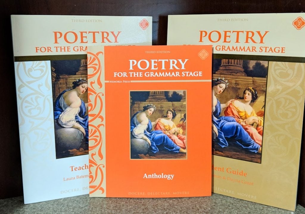 three poetry for the grammar stage books from Memoria Press 
