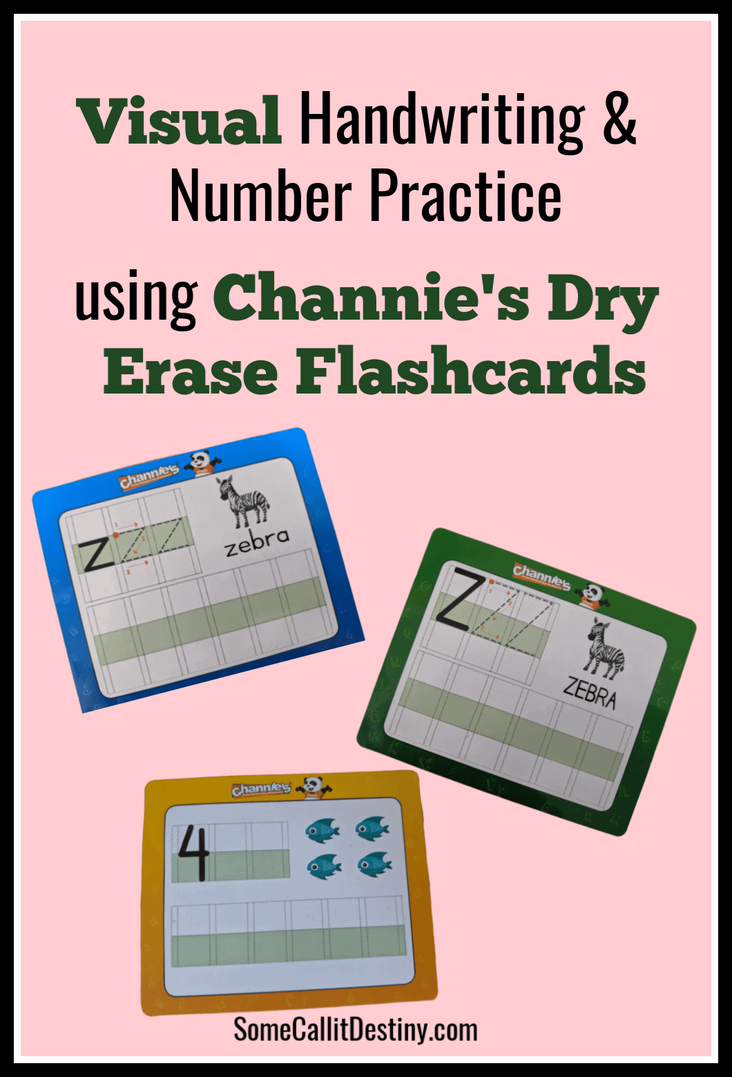 Channie's dry erase flashcards for handwriting practice