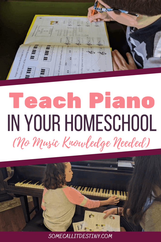 teach piano in your homeschool; no music knowledge needed; self-teaching piano lessons