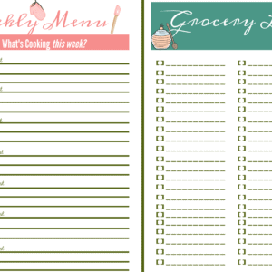 weekly menu grocery list