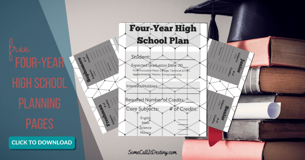 four-year homeschool planning pages for high school