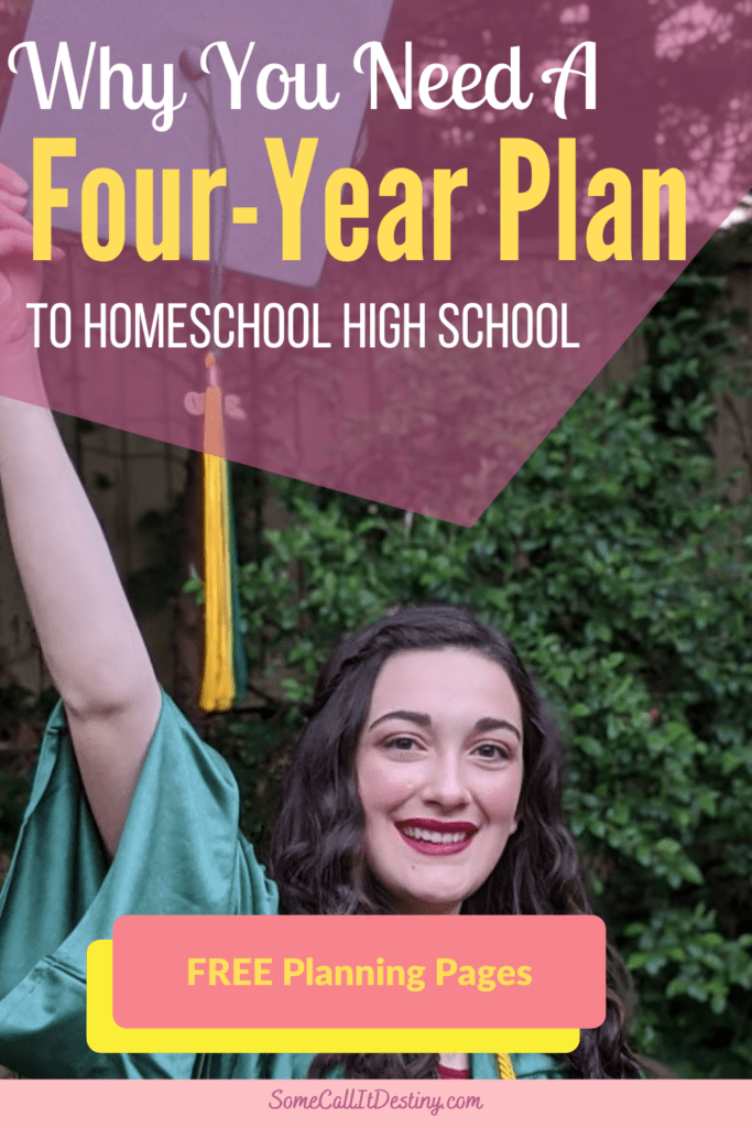 four-year planning pages for homeschooling high school