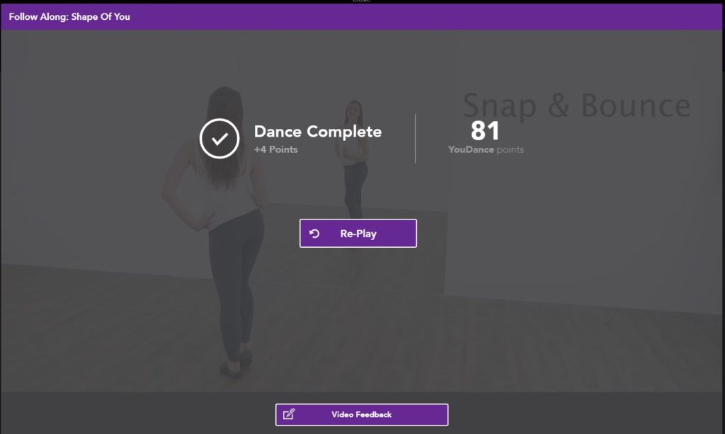 dance points earned from online dance lessons