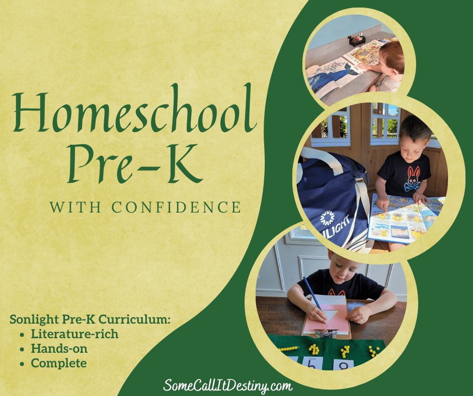 homeschool pre-k images with little boy using Sonlight