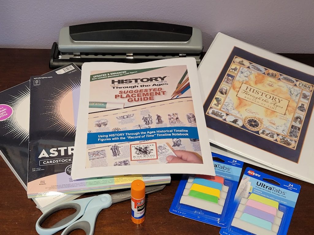 supplies for creating a timeline notebook