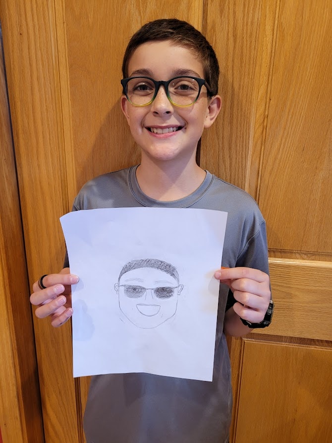 image of haydn with his self-portrait for back to homeschool activity