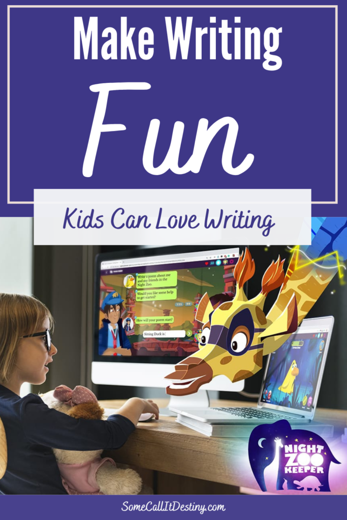 Make Writing Fun Kids can love writing girl playing on Night Zookeeper
