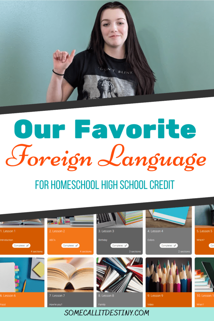 Favorite foreign language for homeschool high school asl pin has picture of teen using asl